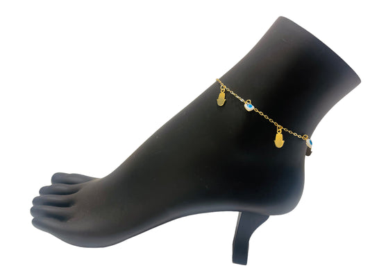 Anklet with Evil Eyes and Hamsa