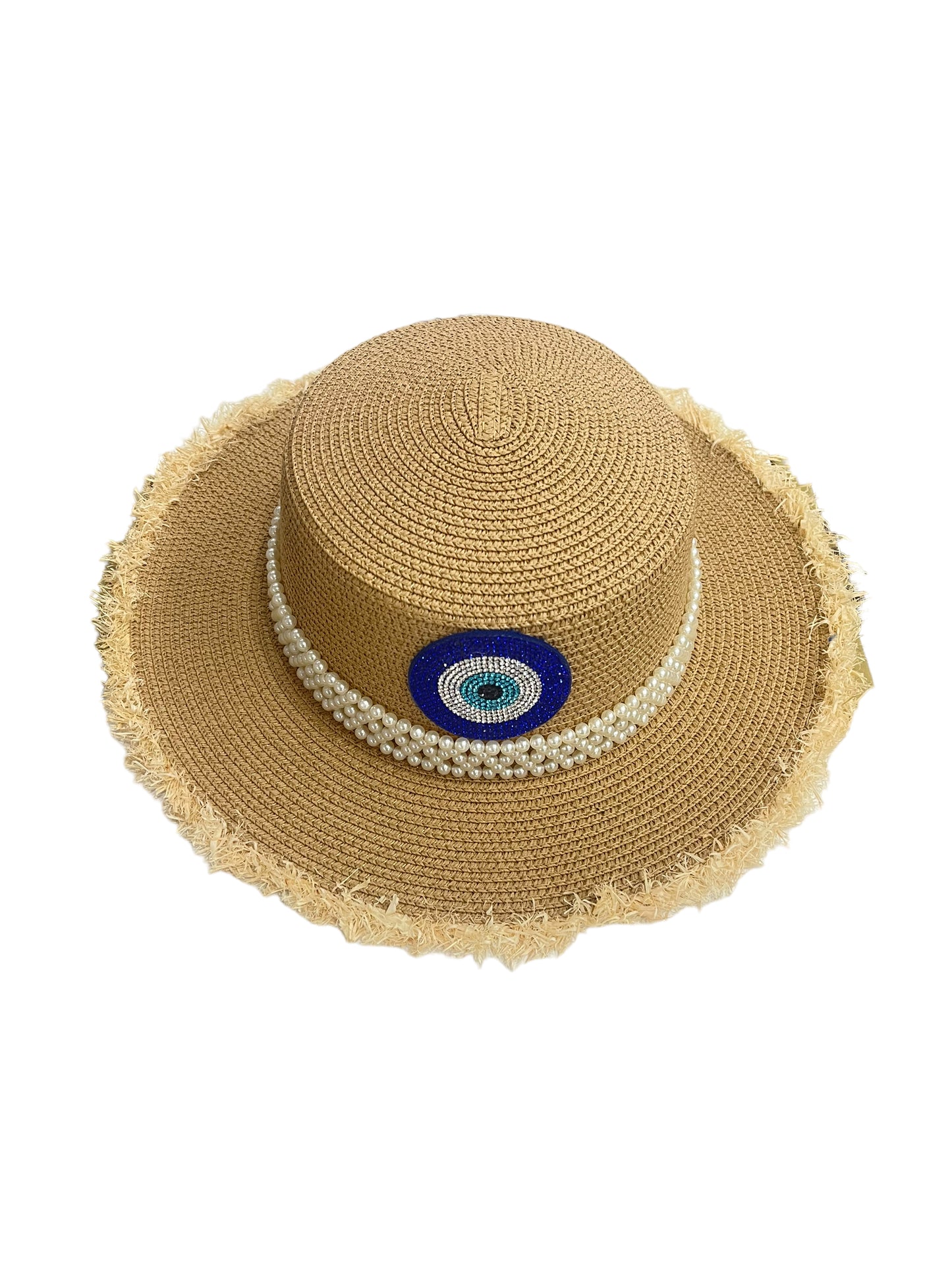 Evil Eye with Pearls Hat (Beige)