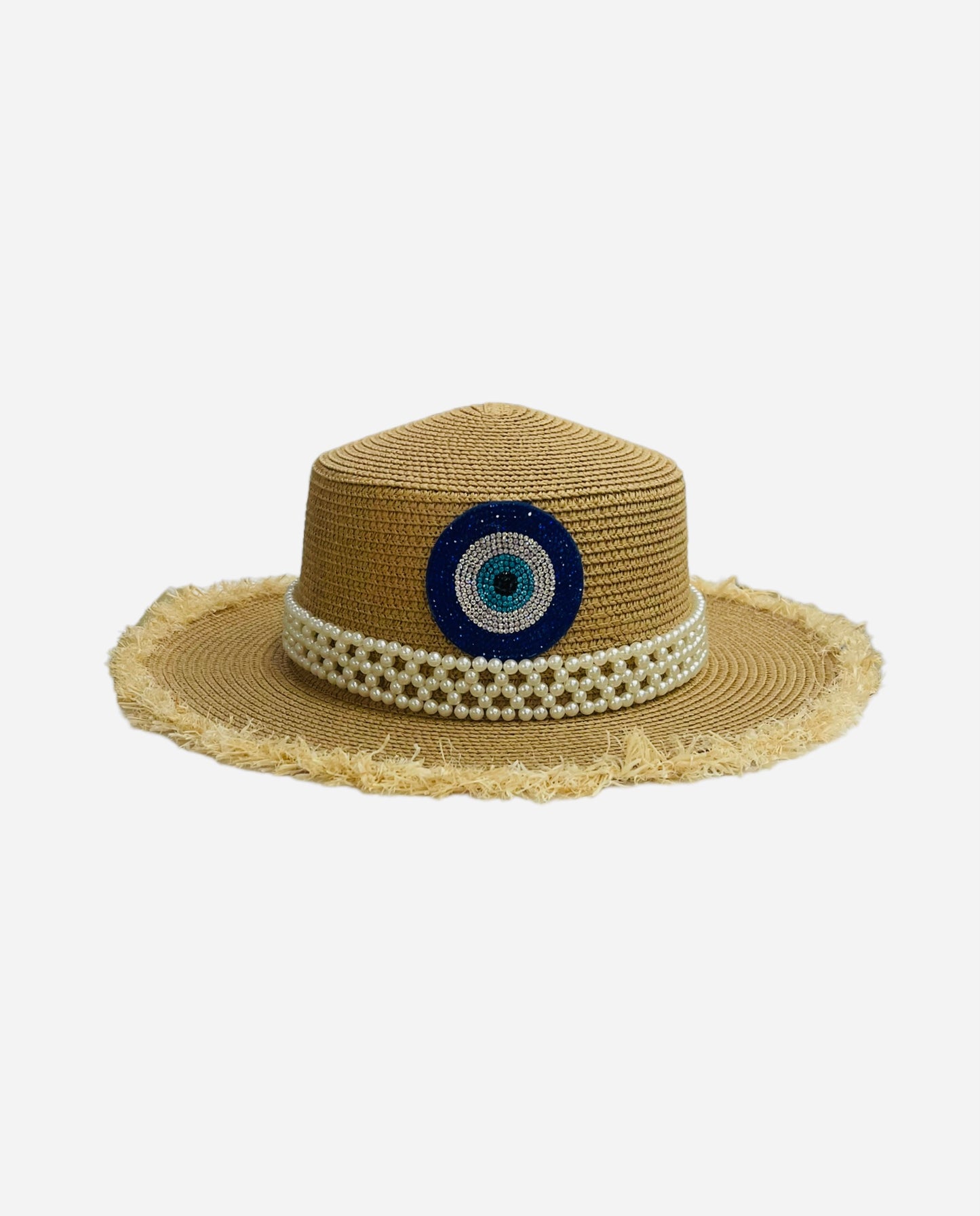 Evil Eye with Pearls Hat (Beige)