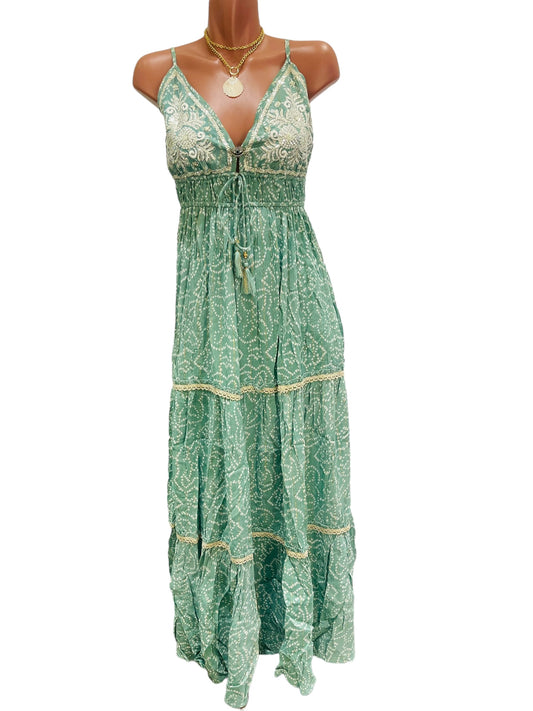 Luna Green Long Dress.