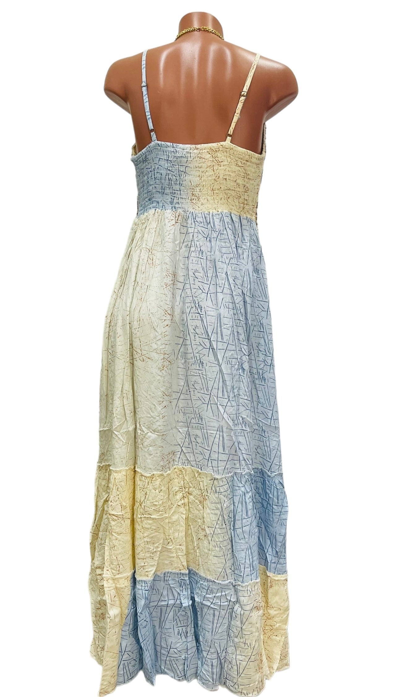 Evelin Blue and Cream Long Dress.