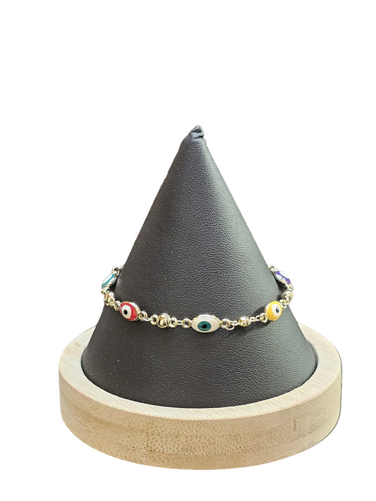 Adjustable Multi-color Evil Eye Bracelet.