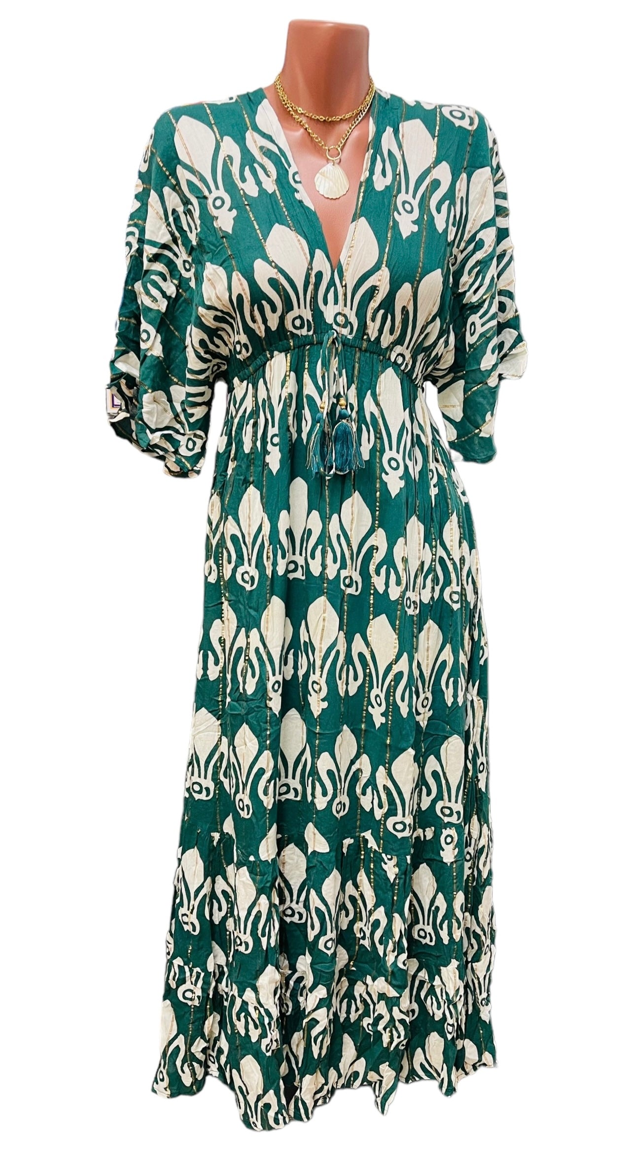 Olga Green Long Dress.