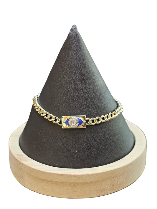 Goldfield Bracelet with Evil Eye In Blue.